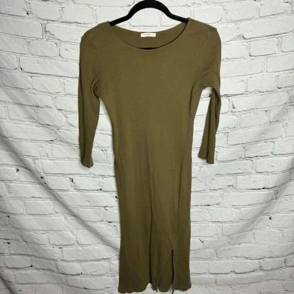 Calliope 3/4 Sleeve Midi Dress Olive Green Women’s size Large